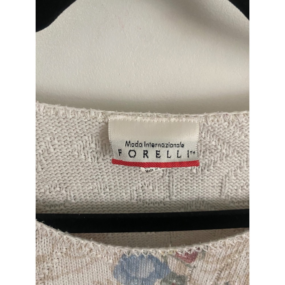 Moda Internazionale Forelli Vintage Floral Tapestry Sweater Cream Pink Blue XL - Picture 2 of 7